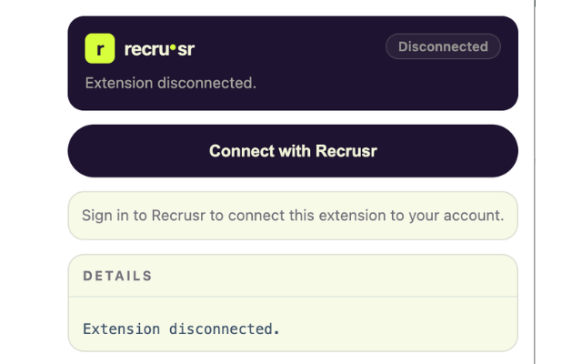 recru·sr Chrome extension popup